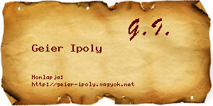 Geier Ipoly névjegykártya